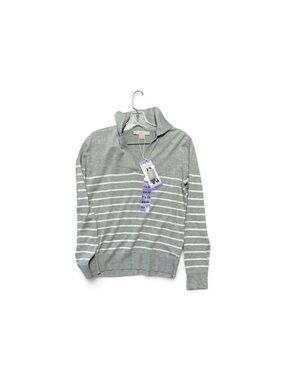 Gray Striped V-Neck Women's Sweater